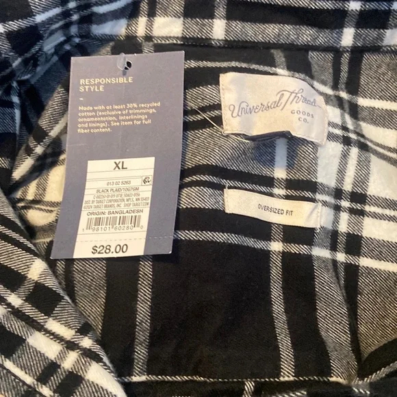 Universal Thread Black and White Plaid Shirt - Picture 7 of 8